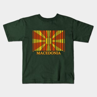 Macedonia Flag Barcode North Macedonian Pride Kids T-Shirt